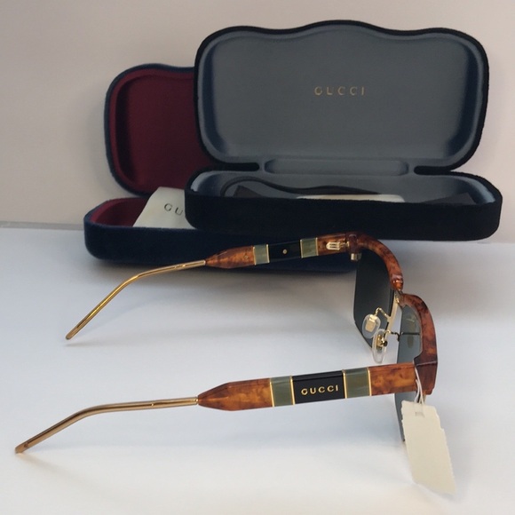 💯 - New Authentic Gucci Havana Plastic/Metal Square Sunglasses Unisex GG0603… - Picture 7 of 12
